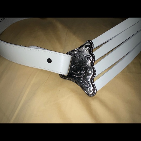 Vintage 80s white leather belt Limited Express - Picture 2 of 6